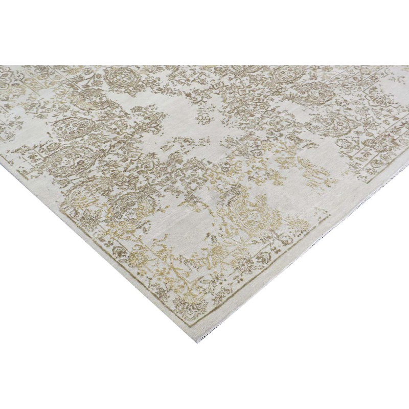 Hand Knotted Floral Area Rug, Rectangle 9' x 12'