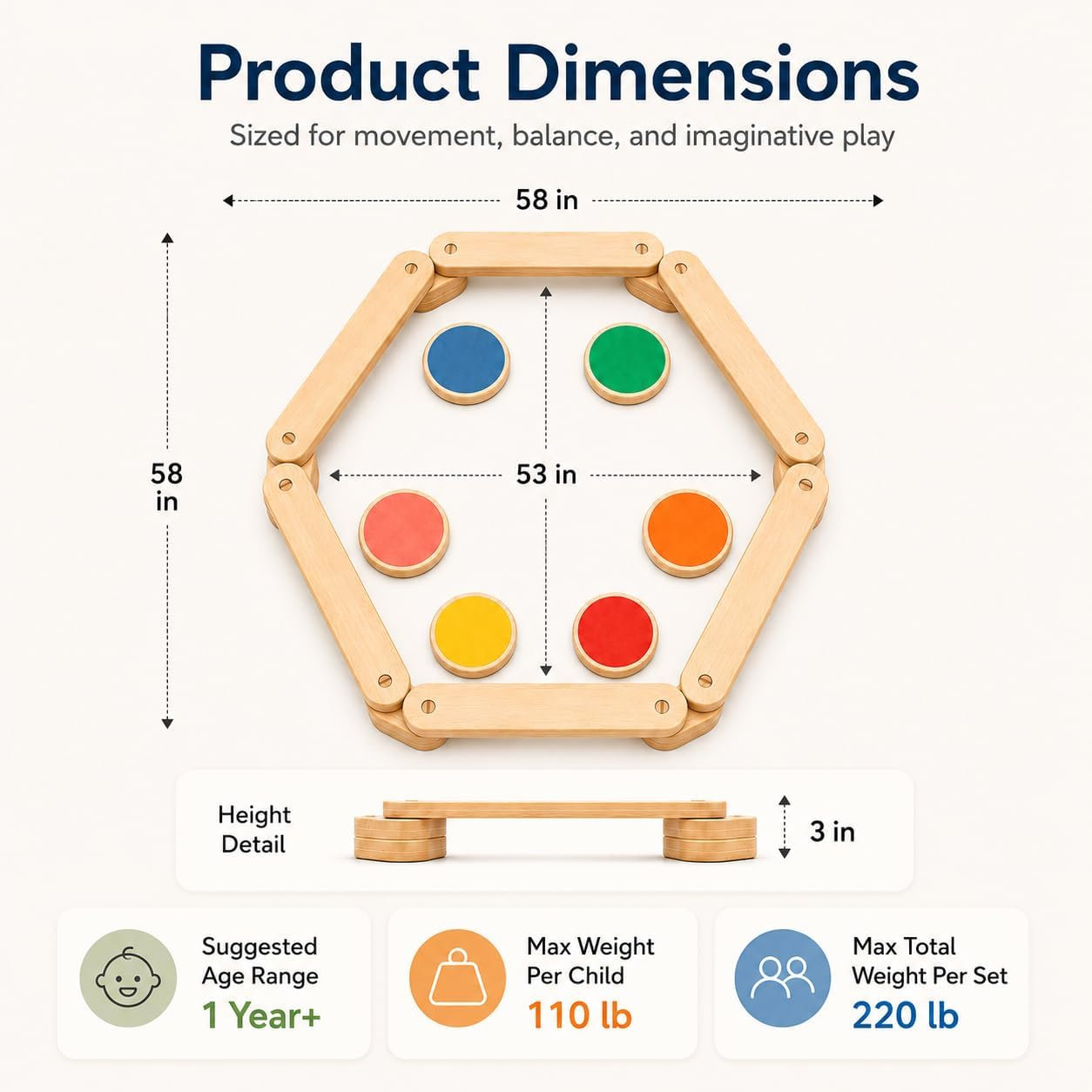 Avenlur 52.7'' W Wood Balance Beam