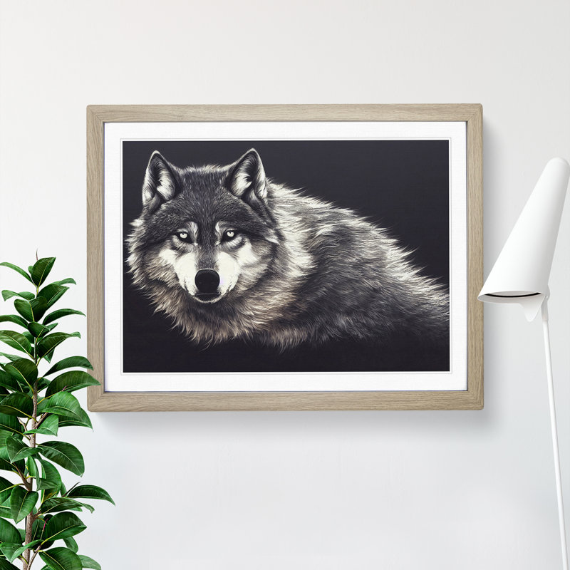 Face Of The Wolf Vol.3 - Single Picture Frame Print, 34cm H x 46cm W x 2cm D, Oak Framed