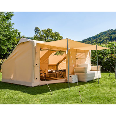 Tente gonflable pour 4 à 6 personnes, installation rapide avec pompe, prise pour poêle ignifuge, tissu Oxford 210D, évents