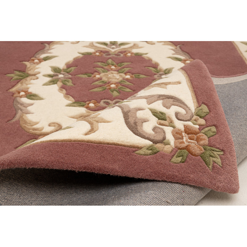 Bloomingville Floral Wool Hand Tufted Area Rug, Antique pink and pink, Rectangle 140 x 200cm