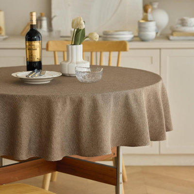 Nappe ronde en lin imperméable pour la cuisine, housse décorative en toile de jute pour l'extérieur et la salle à manger