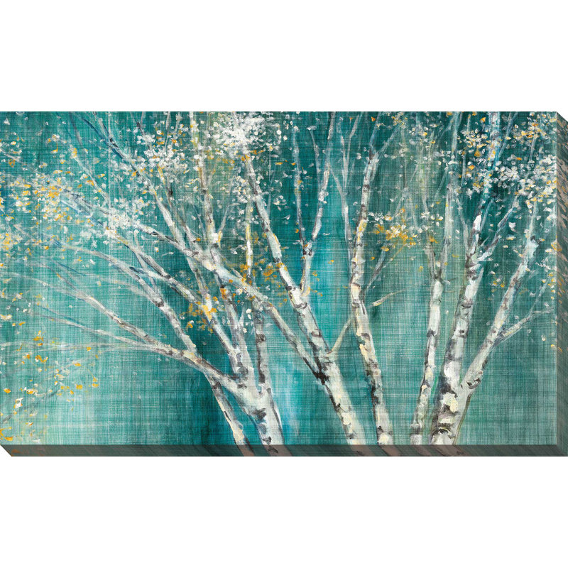 «Blue Birch Horizontal» par Julia Purinton - reproduction, H 18 po x l 30 po x P 1 po, Toile tendue