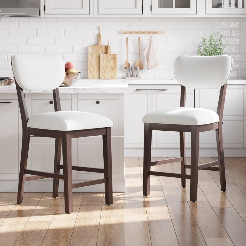Tabouret de bar rembourré en bois massif, Brun