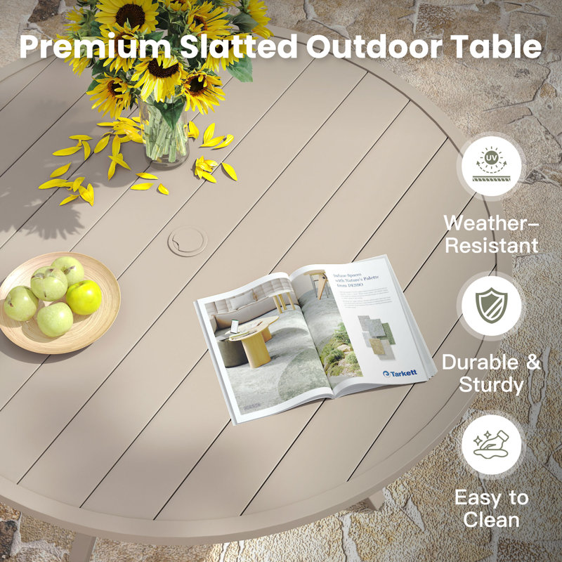 47" Round Patio Dining Tabe, Sandshell