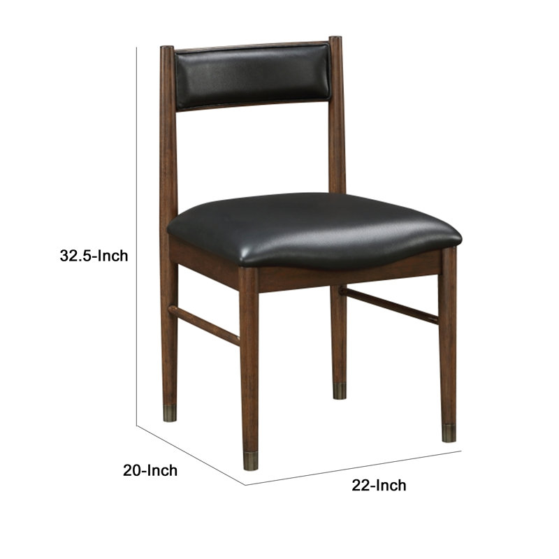 Ensemble de 2 chaises d'appoint Coly, assise et dossier en cuir noir, brun