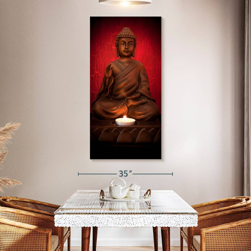 Bougie et Bouddha, H 24 po x l 12 po