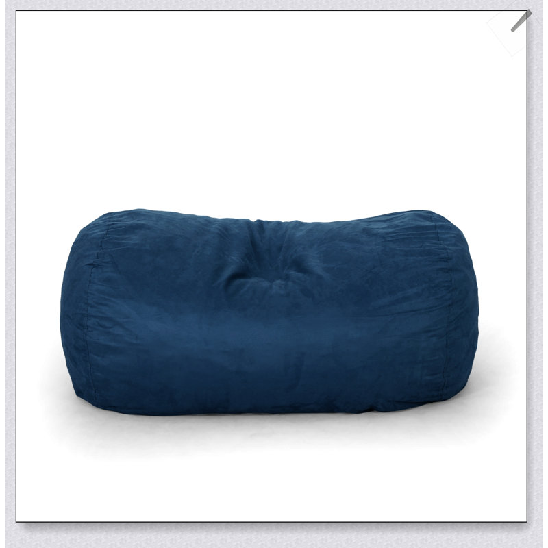 Fauteuil à billes cylindrique en suède bleu minuit de 6,5 pieds, doux et élégant pour les espaces de vie modernes