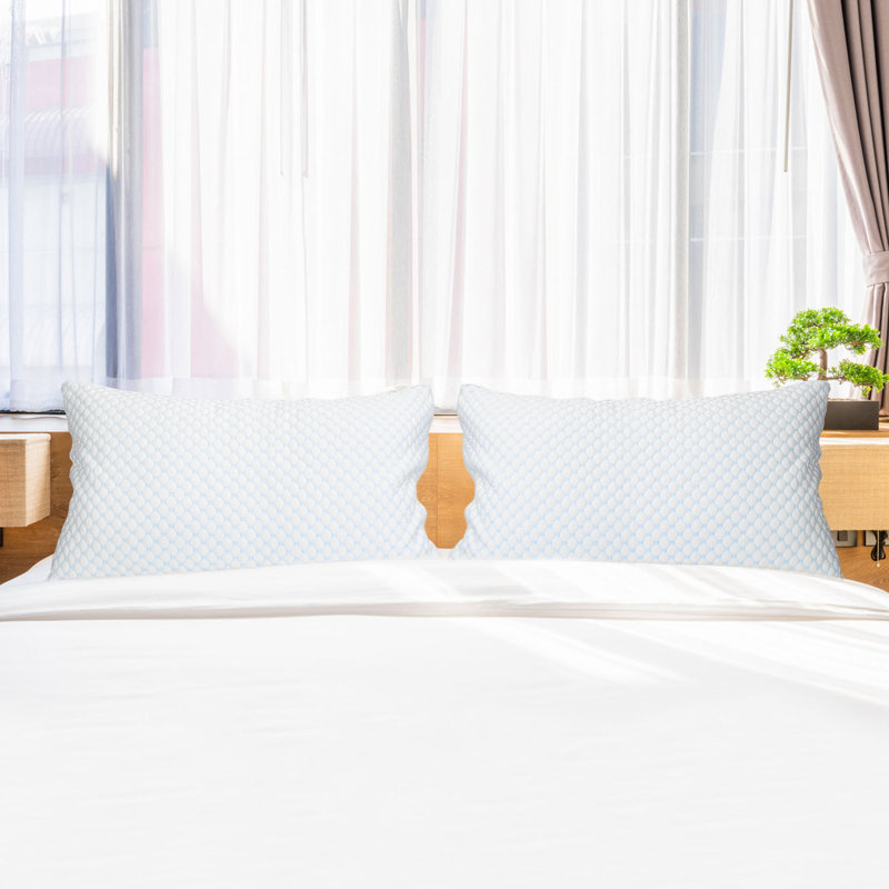 Oreiller en mousse viscoélastique déchiquetée réglable avec housse supplémentaire lavable en machine pour les personnes qui dorment sur le dos