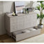 Armoire avec rangement, grand lit, surdimensionné avec matelas en mousse pliable, lit escamotable, ensemble de prises USB, lit escamotable pliant peu encombrant, gris
