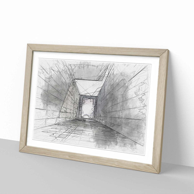 Architecture Sketch Vol.33 in Abstract - Picture Frame Graphic Art Print, Oak Framed, 62cm H x 87cm W x 2cm D