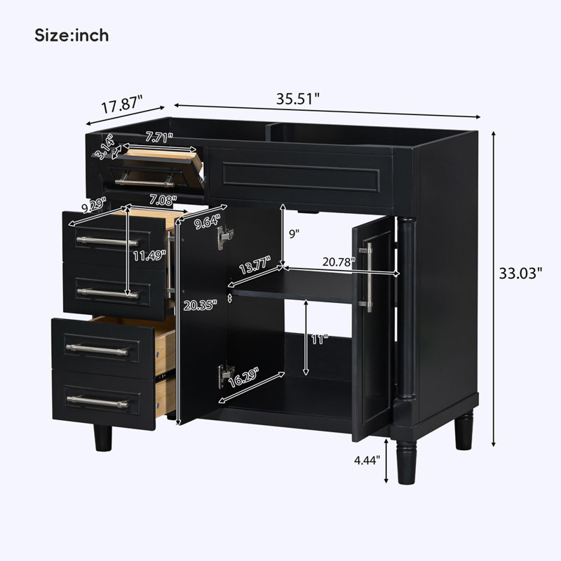 Freestanding Bathroom Storage Cabinet with 2 Drawers and a Tip-out Drawer