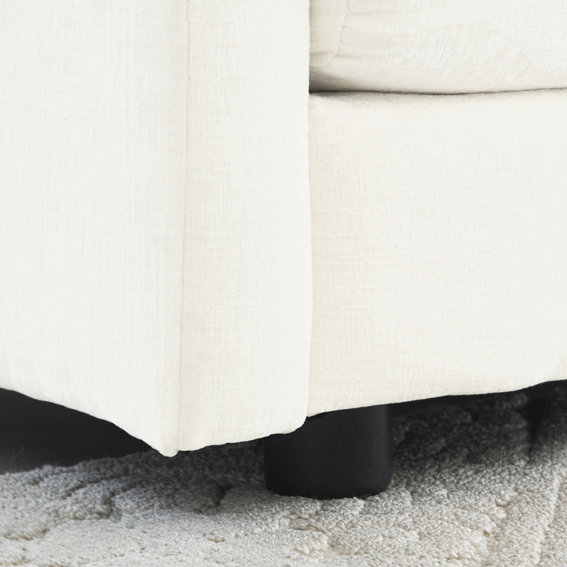 Chaise d'appoint de salon avec tissu chenille blanc, rembourrage en éponge, base confortable pour la chambre à coucher et la salle de lecture, structure en bois massif