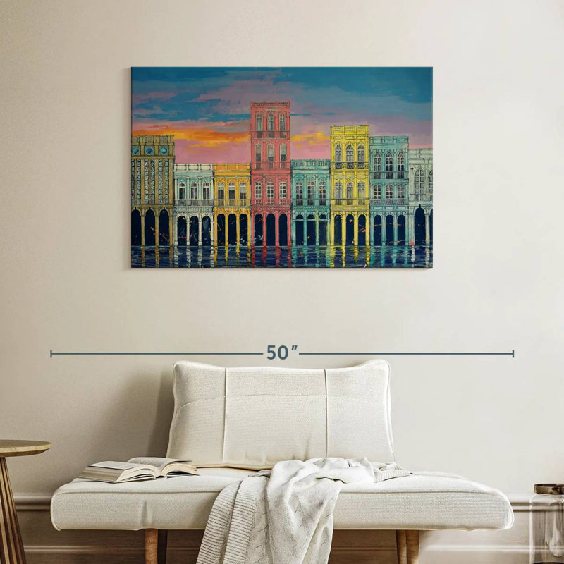 Lilie Cuban Pastel Homes, H 26 po x l 39 po