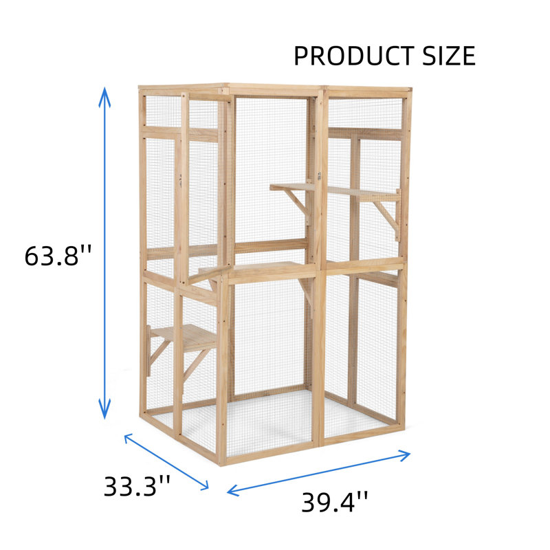 Maison pour chat d'extérieur en bois avec terrasse, panneau solaire, hamac, porte