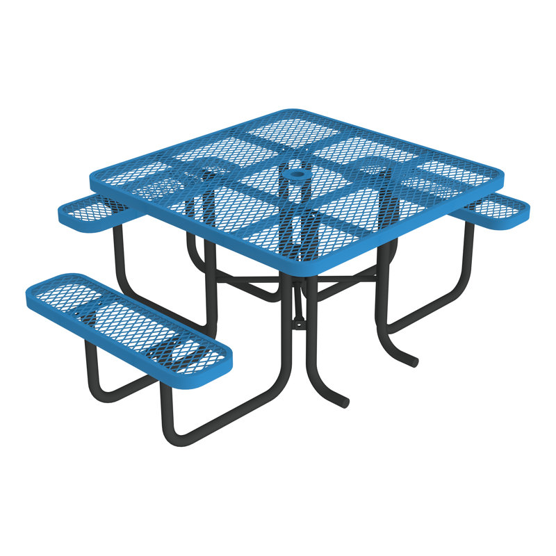 Table de pique-nique ADA Open Air Series, Thermolaqué argent, Bleu