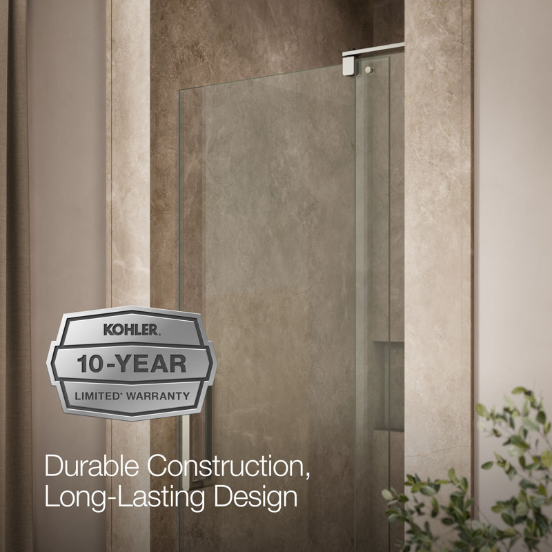 Revel 36'' x 74'' Pivot Shower Door with CleanCoat® Technology, Anodized Brushed Nickel