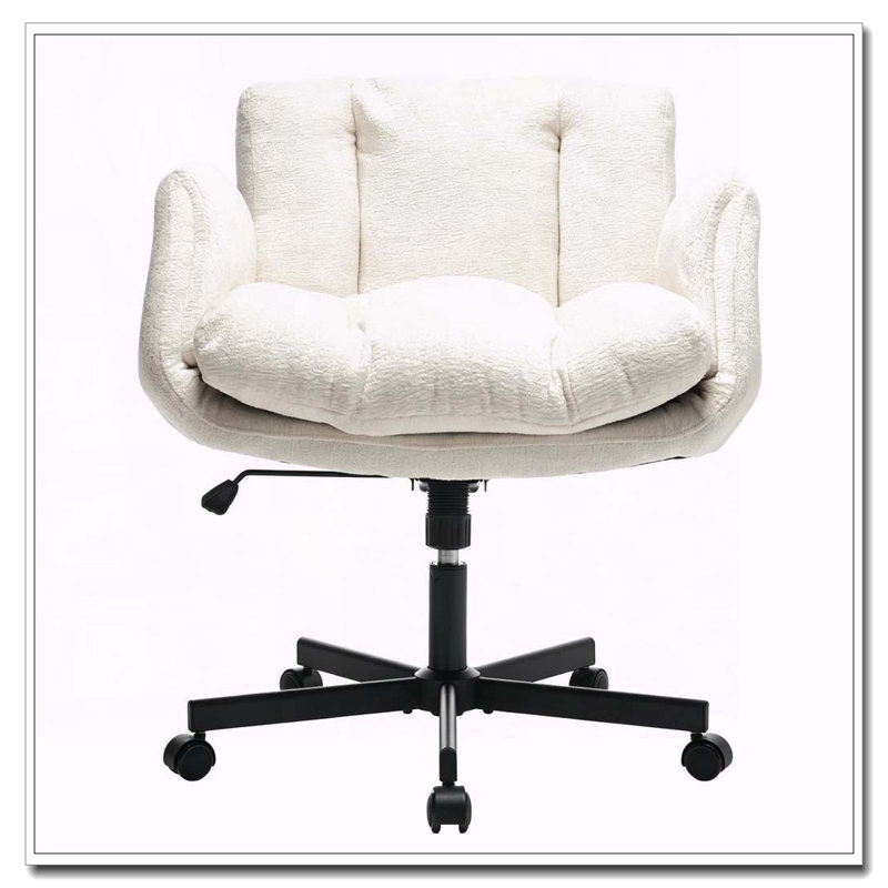 Chaise pivotante en chenille moelleuse avec accoudoirs multi-positions, Chenille beige