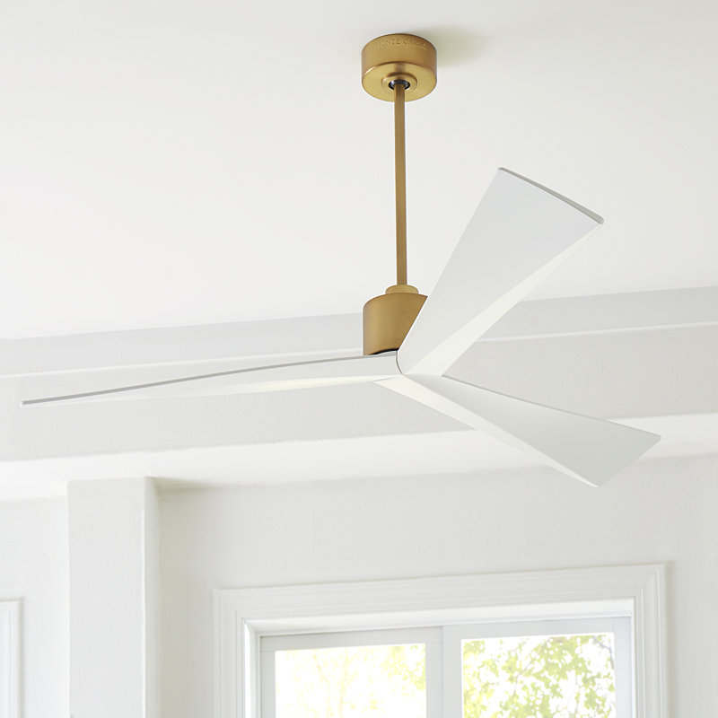 Adler Downrod Ceiling Fan, Burnished Brass/Matte White, 60"