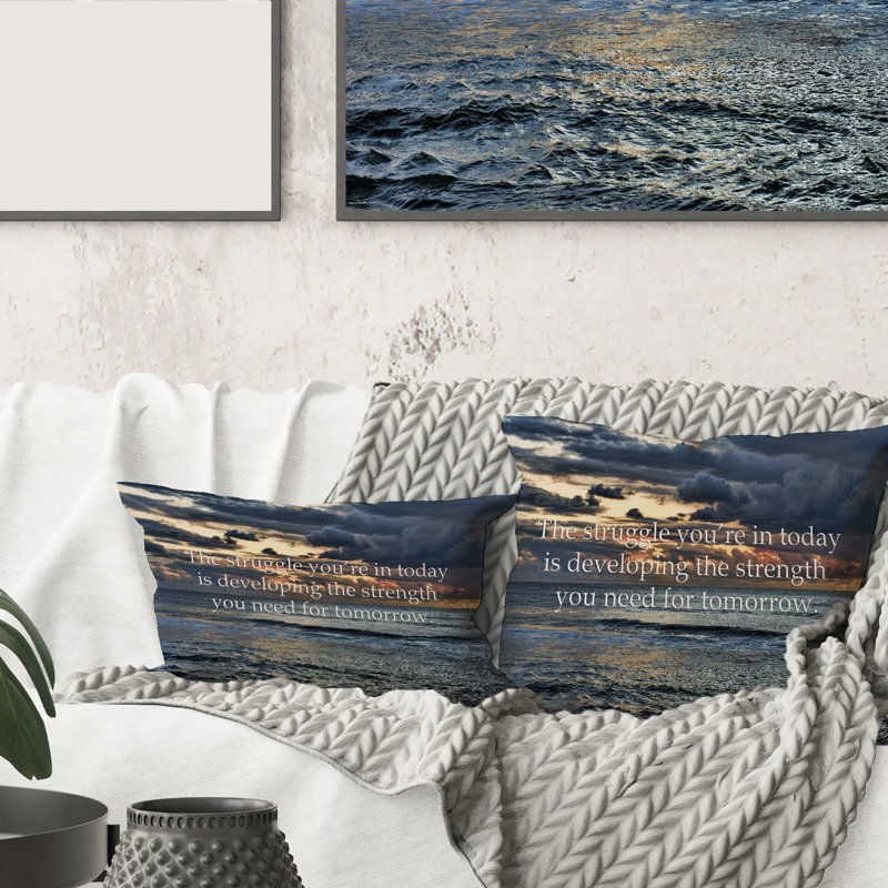 Housse de coussin rectangulaire et insert Ocean and Inspirational Quote