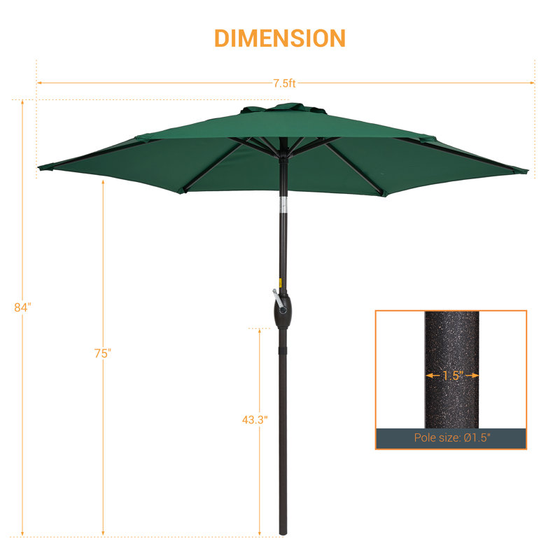 Parasol de marché hexagonal de 7,5 pi Ricki, Vert foncé