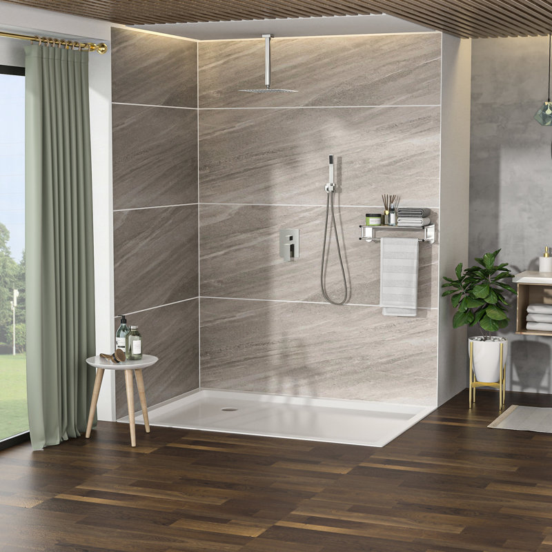 Ceiling Mount Dual Shower - 12 Inch Brushed Nickel With Rainfall And Handheld Head, G1/2 14 Inlet For Compatibility Square Handheld, Adjustable Spray