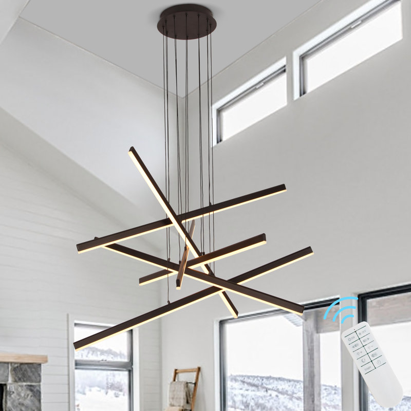 Lustre fantaisie à DEL 6 lumières avec télécommande Bethanne, Noir satiné