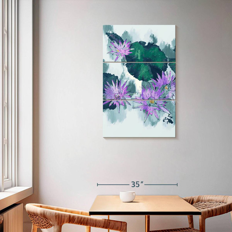Harnek Abstract Water Lilies, 57" H x 36" W