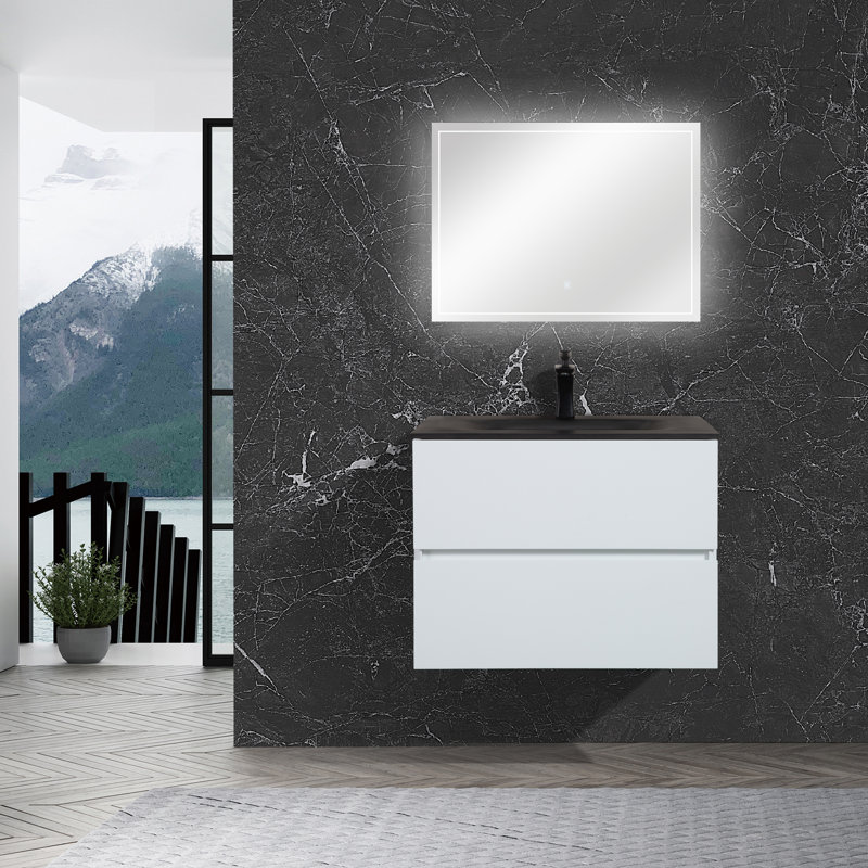 Ensemble de meuble-lavabo simple 26 po Emily, Noir, Blanc