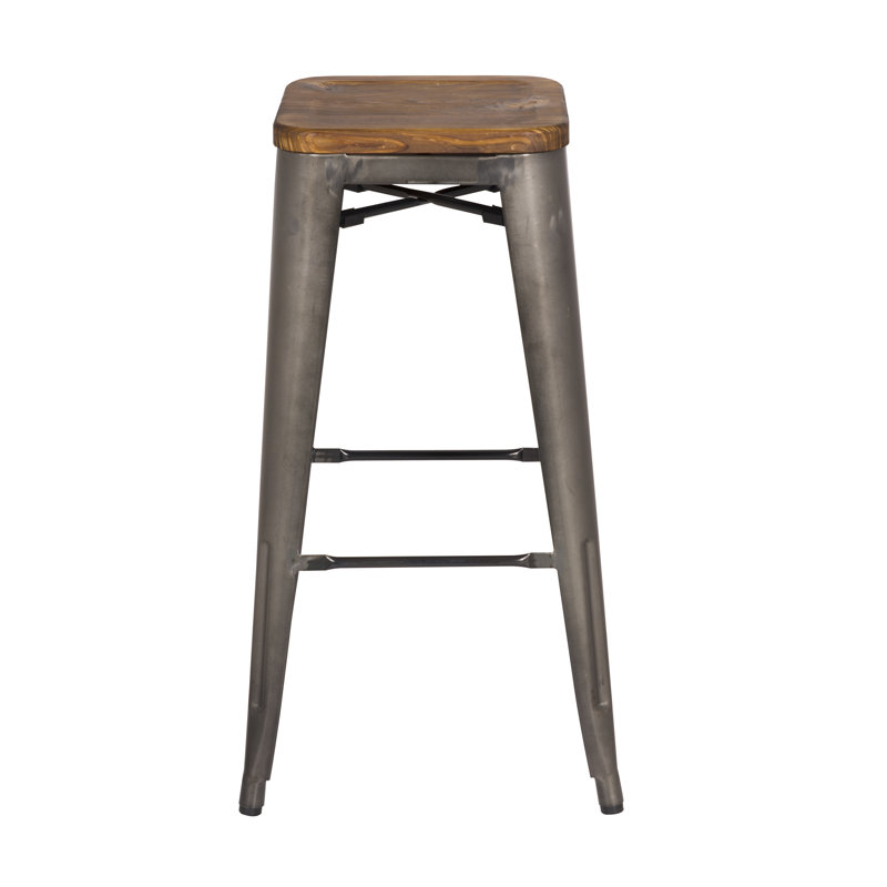 Tabouret de bar en métal 94115 po, siège bronze / bois