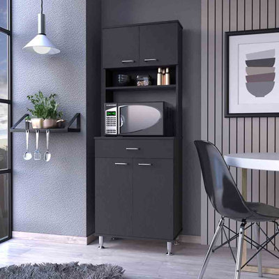 Bay Area Pantry, Two Door Cabinets, One Drawer, Four Adjustable Metal Legs