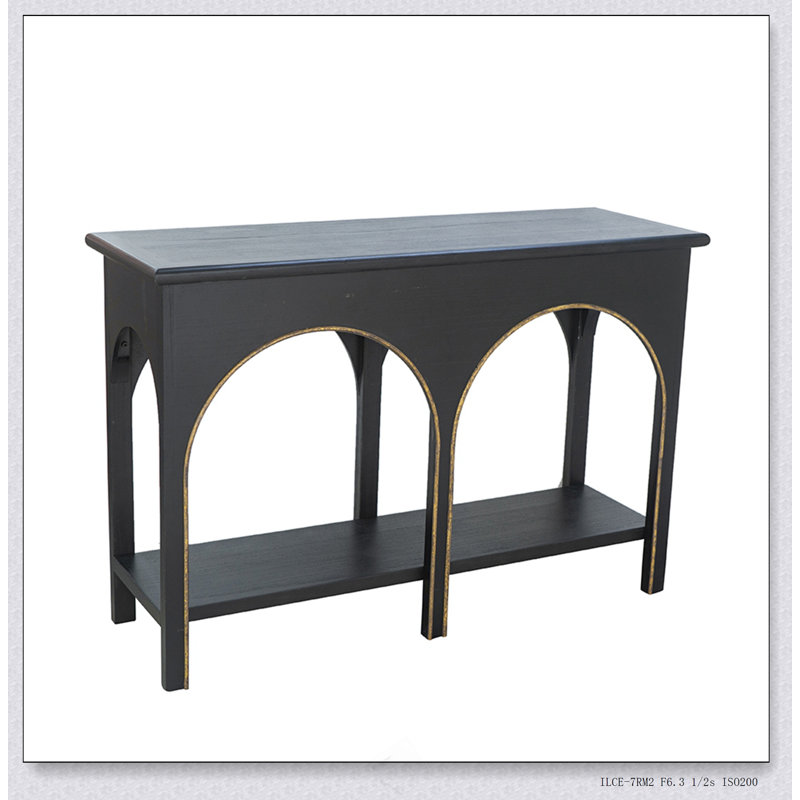 Console 47,2 x 15,7 x 31,9 po en bois noir avec accents dorés