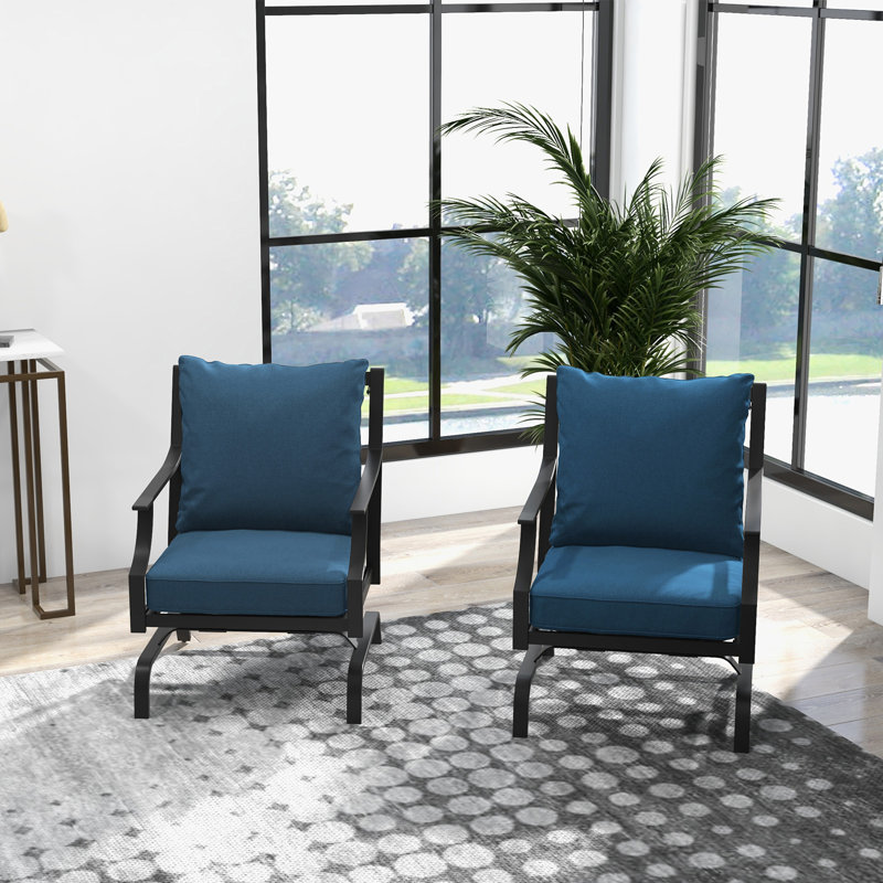 Ensemble de chaises pivotantes 2 pièces Fanshuai, Bleu paon
