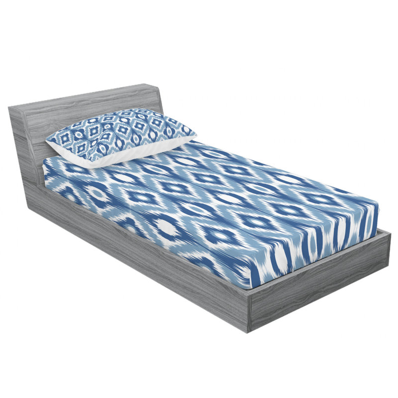 Microfiber Ikat Sheet Set, Twin Sheet Set with Fitted Sheet