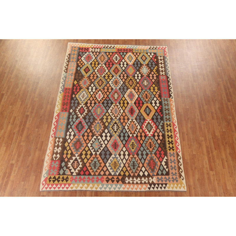 Tapis coloré en laine Kilim 8 x 12