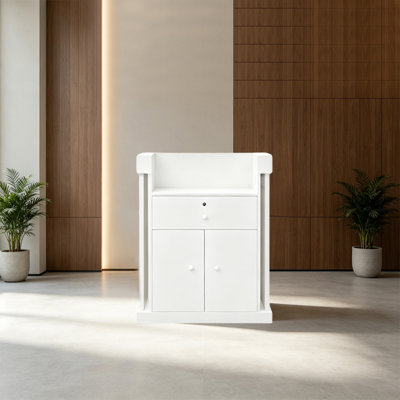 Bureau de réception compact rétro classique avec tiroirs verrouillables, station de réception commerciale pour les boutiques, les hôtels et les petits halls d'entrée, conception à glissière silencieuse, aucun assemblage requis