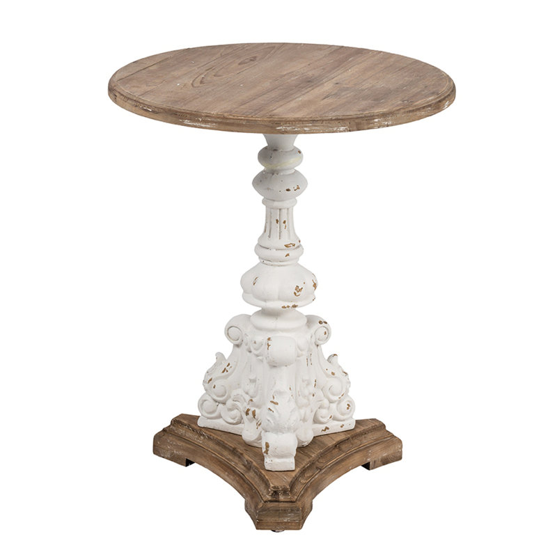 Antique White Round Side Table, 30.9" H x 26.2" W x 26.2" D