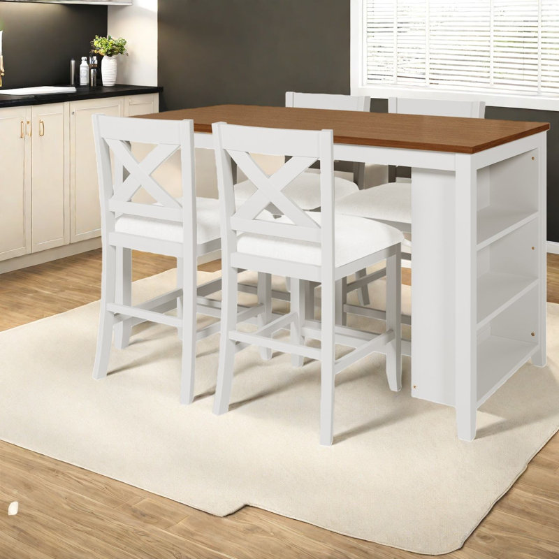 Ensemble de table de salle à manger rustique blanc avec rangement