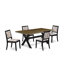 Cet ensemble de salle à manger 5 pièces comprend une table de salle à manger avec plateau et 4 chaises empilables en tissu de polyester blanc et gris - noir brossé