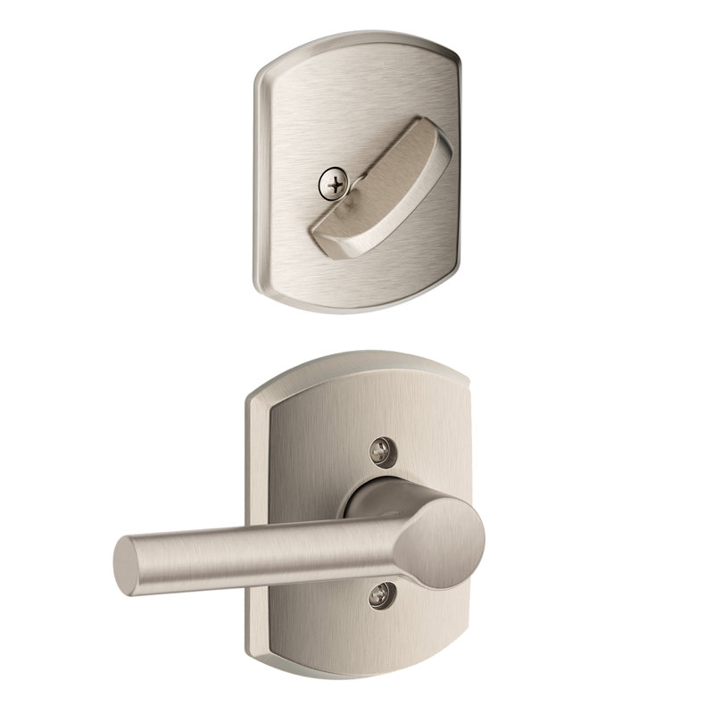 Broadway Single Cylinder Interior Lever Set (Exterior Portion Sold Separately), Satin Nickel
