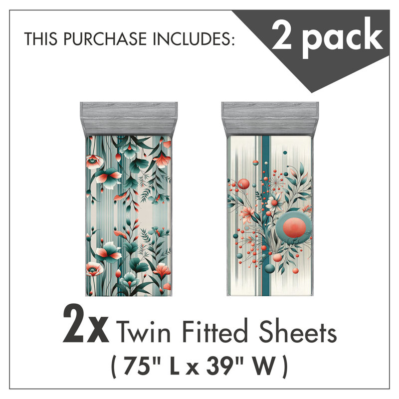 Microfiber Floral Fitted Sheet, Twin Fitted Sheet
