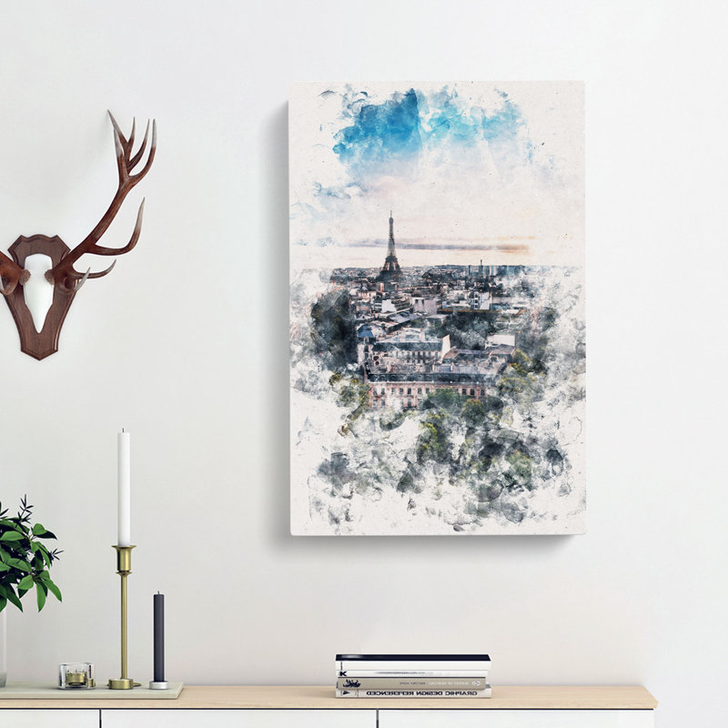 Eiffel Tower & The Paris Skyline - Wrapped Canvas Painting, 50cm H x 35cm W x 3cm D