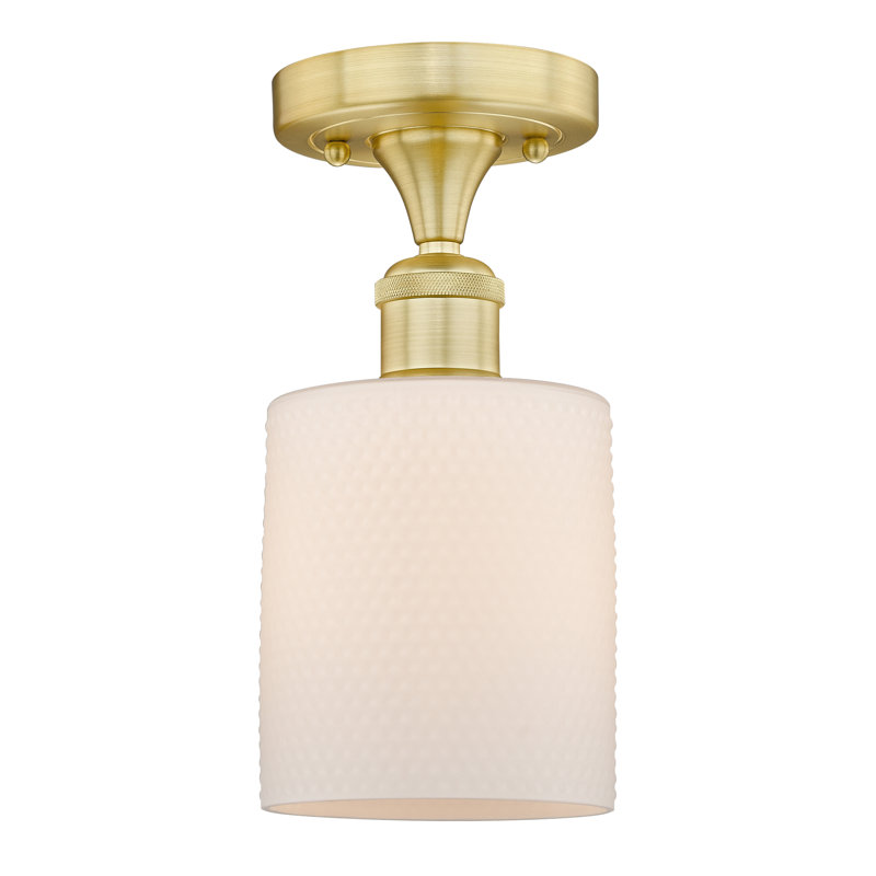 Plafonnier semi-encastré en verre Vasilja, Blanc mat, Or satiné