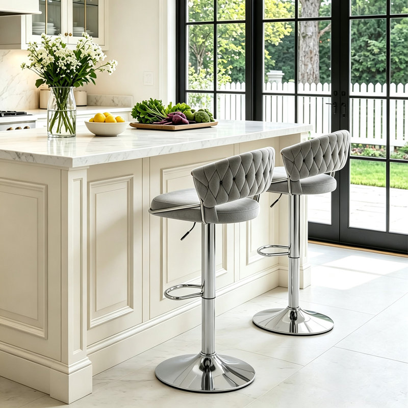 Tabouret de bar Christal, Gris, Argent argent