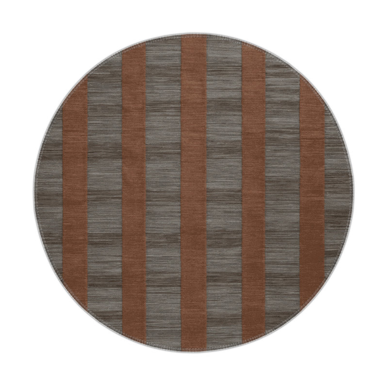 Tapis d'intérieur et d'extérieur à carreaux brun, Rond 5 pi