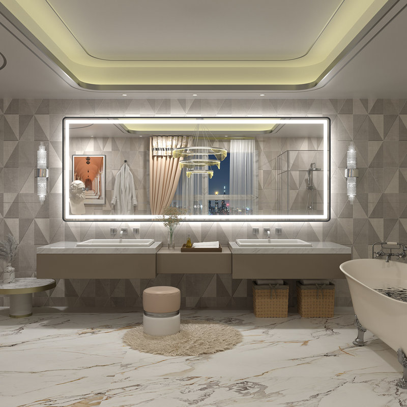 Miroir de salle de bain / de salle de bain anti-buée à DEL certifié Aevar avec garantie de 3 ans UL, 84 po x 32 po