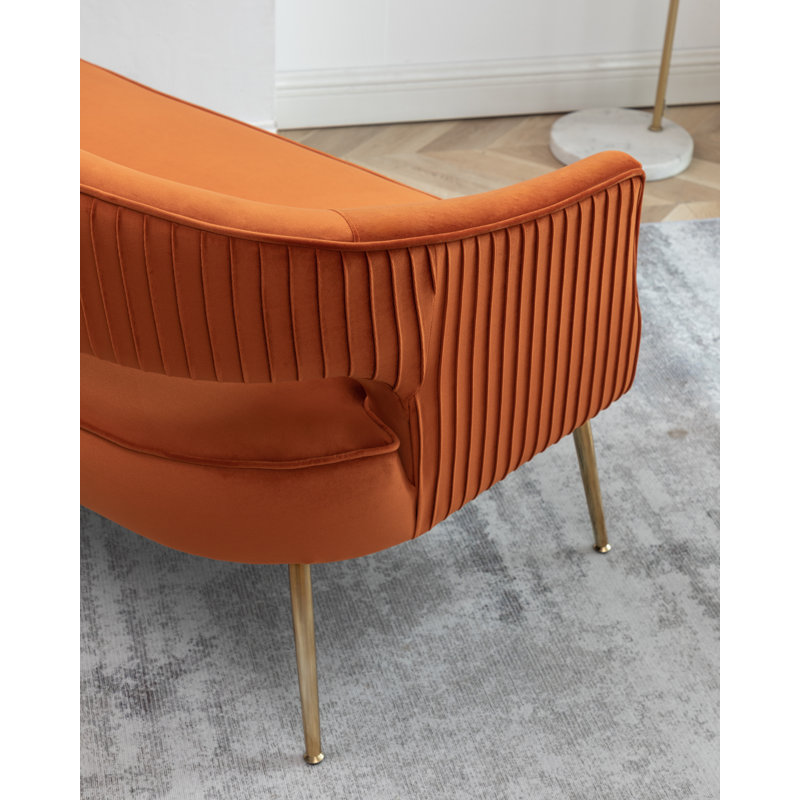 Chynna 51.2'' Velvet Flared Arm Loveseat, Orange Velvet