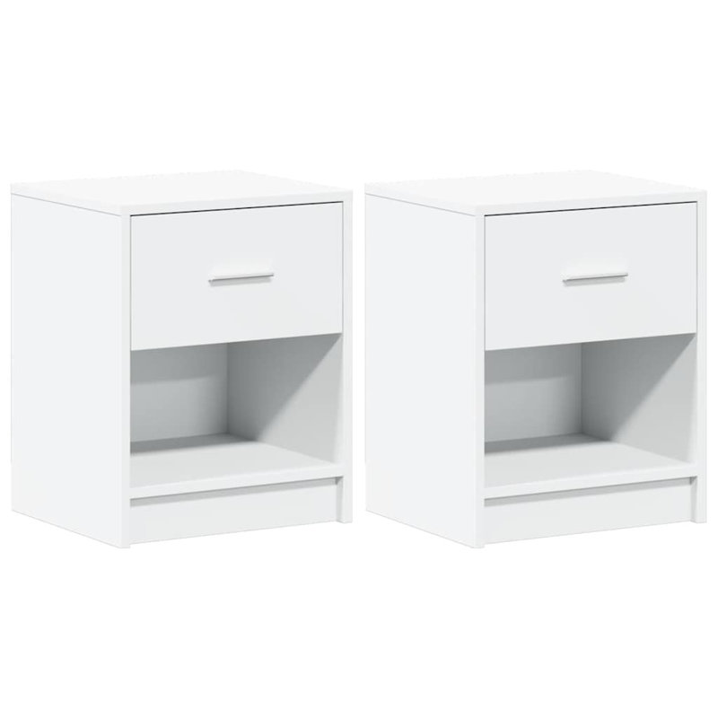 Bedside Cabinet With Drawer 40X34x50 Cm, White, 2