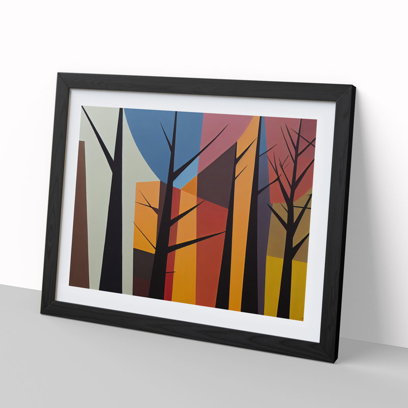 Brave Abstract Forest - Single Picture Frame Print, Black Framed, 46cm H x 64cm W x 2cm D