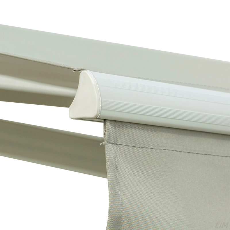 8' X 7' Patio Retractable Awning, Manual Exterior Sun Shade Deck Window Cover, Grey
